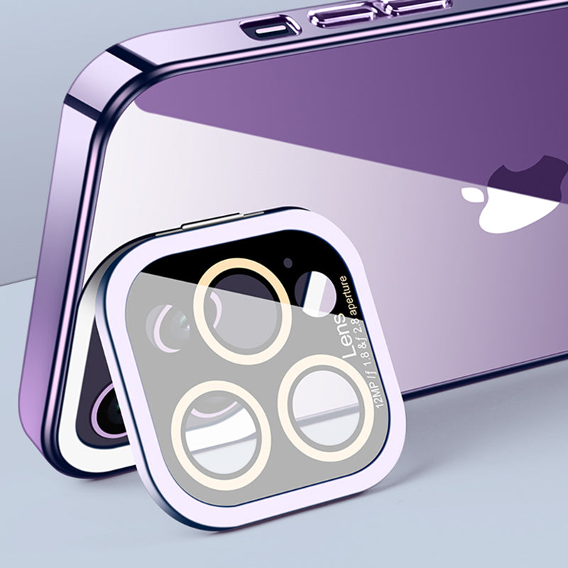 VOERO pro iPhone 13 Pro Max Glass Camera Film Stojánek na telefon Pouzdro na galvanické pokovování TPU VOERO pro iPhone 13 Pro Max Glass Camera Film Stojánek na telefon Pouzdro na galvanické pokovování TPU